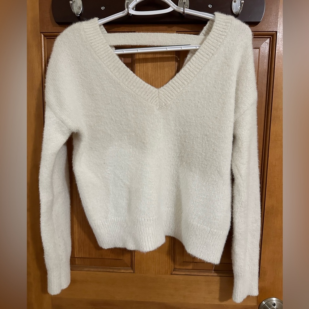 white open back sweater